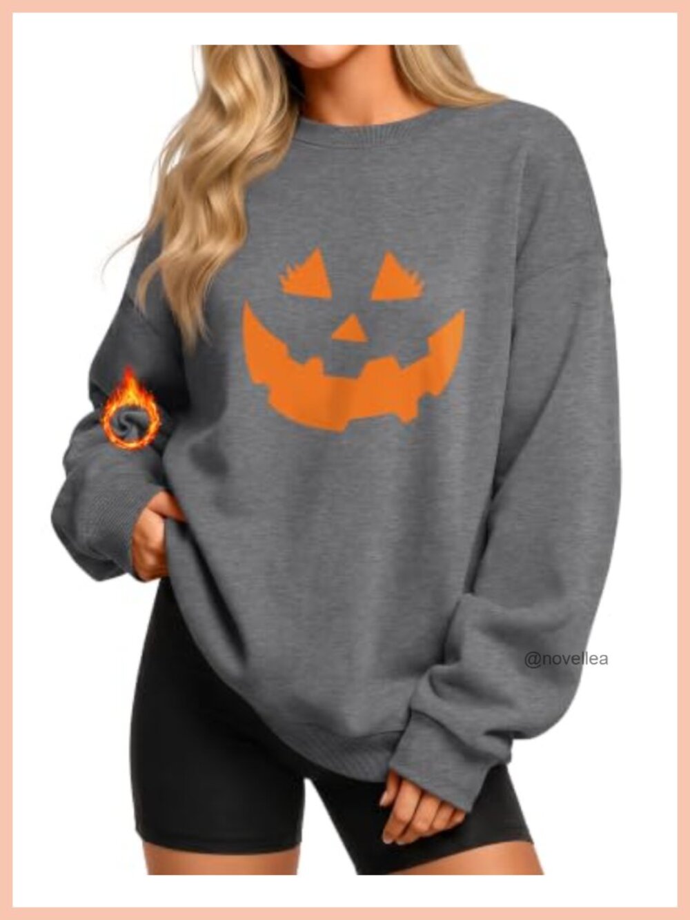 Women's Halloween Fleece Sweatshirt Ghost Graphic Crew Neck Loose Fit